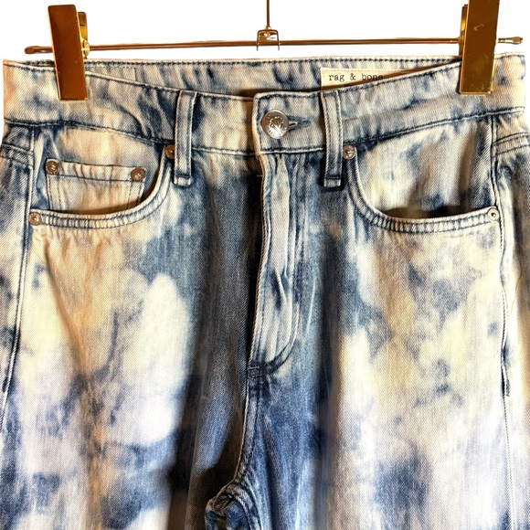Rag & Bone Logan Wide Leg in Tie Dye Indigo Water Colour in Sz 25 - Picture 7 of 8